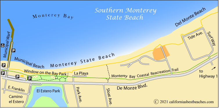 Monterey State Beach Map, Monterey County, CA