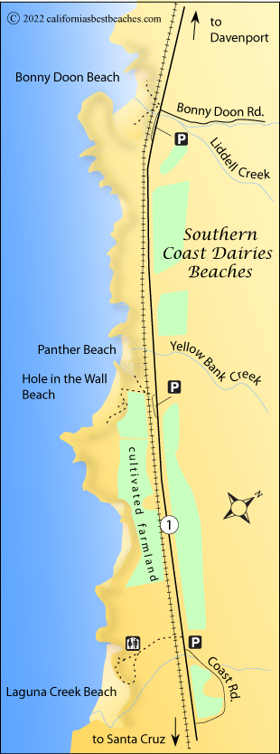 Wilder Ranch State Park beaches map, Santa Cruz County, CA